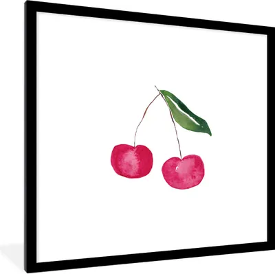 Produktbild von MuchoWow® Gerahmtes Poster Kirschen - Rote Früchte - Weiß 40x40 cm - Poster mit Schwarzem Bilderrahmen Wandposter Rahmen Foto Bilder - Poster - Plakat im Rahmen