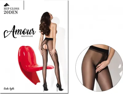 Produktbild von Schwarze Damenstrumpfhose mit glänzendem Schrittloch Schwarz 5-6