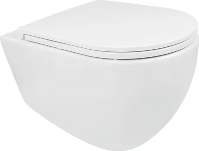 Produktbild von BB INFINITY Hänge Wand-WC WC-Set Toilette spülrandlos mit SoftClose TakeOff WC-Sitz, weiß