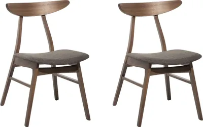 Produktbild von BELIANI Esszimmerstuhl 2er Set Dunkelbraun Holz mit Polsterung Dunkelgrau Stoff Retro Skandi Möbel Küche Wohnküche Wohnzimmer Ausstattung Sitzmöbel