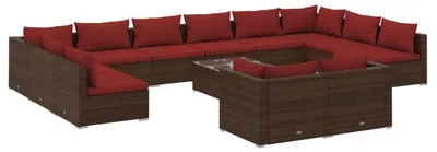Produktbild von vidaXL 13-tlg. Garten-Lounge-Set mit Kissen Braun Poly Rattan