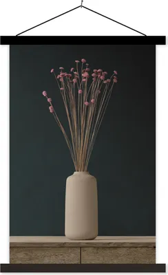 Produktbild von MuchoWow® Textilposter Vase - Stilleben - Blumen 40x60 cm mit schwarzem Rahmen - Wanddekorationen
