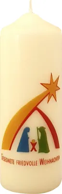 Produktbild von Weihnachtskerze "Gesegnte Friedvolle Weihnachten" Elfenbein 170 x Ø 60 mm, 1 Stück