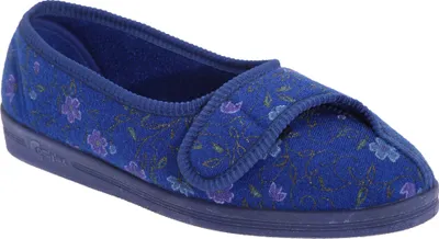 Image de Comfylux Diana Pantoufles pour femmes avec velcro, motifs floraux DF506 (42 EU) (Bleu)