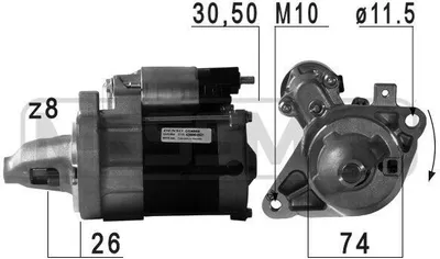 Produktbild von ERA 220723A Starter Anlasser 0,8kW für TOYOTA Yaris Schrägheck (P9) 12V