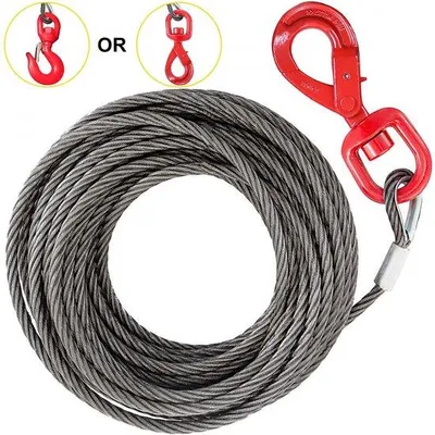 Productafbeelding van Famanu staalkabel, 10 mm x 15 m, veiligheidskabel met automatisch sluitende haak