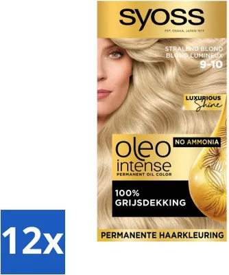 Obrázok produktu pre SYOSS - Oleo Intense 9-10 Radiant Blonde - Farba na vlasy - Bez amoniaku - Šedé krytie - Dlhotrvajúca farba - Hodnotné balenie - 12 kusov