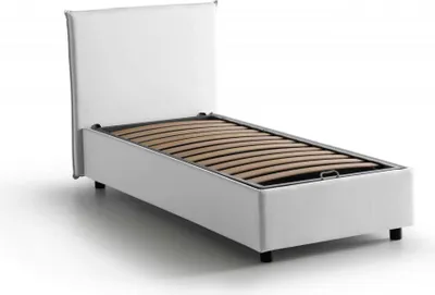 Produktbild von Einzelbett Dapuzz, Containerbett mit Stoffbespannung, 100%  Italy, Frontöffnung, passend für Matratze Cm 80x190, Weiß