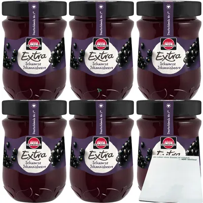 Produktbild von Schwartau Extra Schwarze Johannisbeere Konfitüre 6er Pack (6x340g Glas) + usy Block