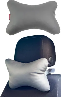 Produktbild von Auto Nackenkissen | Gaming Stuhl kissen | Kopfstütze Für Autositz | Reisekissen aus Kunstleder | Bequemes und wasserfestes Kissen für unterwegs | Farbe: Grau