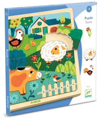 Immagine prodotto di Puzzle in legno Animali della fattoria, Djeco