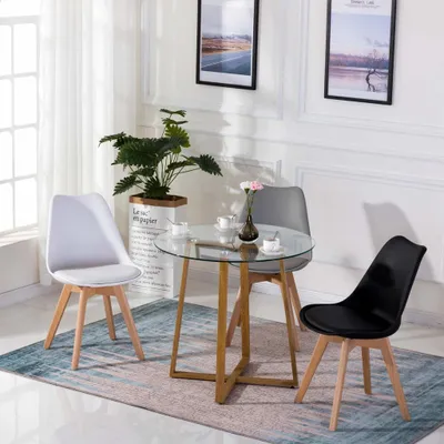 Produktbild von IPOTIUS jídelní stůl, kuchyňský stůl jídelní stůl pro 4 osoby, kulatý stůl s bukovými nohami, moderní design, sklo, 80x80x73 cm