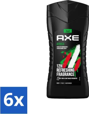 Produktbild von Axe - 3-in-1 Duschgel - Africa - Gepresste Mandarine & Sandelholz - 100% pflanzlich - 250 ml - Vorteilspack - 6 Stücke