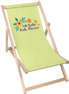 Produktbild von Dreamroots Liegestuhl klappbar Holz,bis zu 130 kg, Sonnenliege klappbar mit 3-stufiger Neigungsregulierung der Rückenlehne, Ich liebe dich Mama Grün