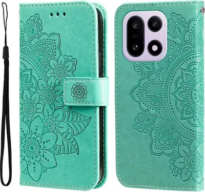 Produktbild von Mobigear Flowers  OnePlus 15 Hülle Klapphülle Geldbörse - Grün