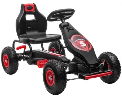 Obrázek produktu pro Dětské go-kart s ruční brzdou a nastavitelným sedadlem | Barva: červená/černá | Rozměry: 121x58x61 cm