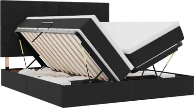 Produktbild von vidaXL Bett mit LED-Lichtleisten Schwarz 200 x 200 cm Samt