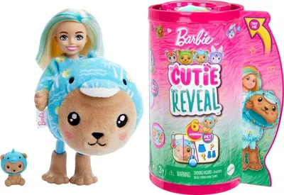Produktbild von Mattel HRK30 - Barbie - Cutie Reveal - Chelsea-Puppen – Magische Überraschungen zum Spielen und Sammeln! - Teddy/Delfin-Edition