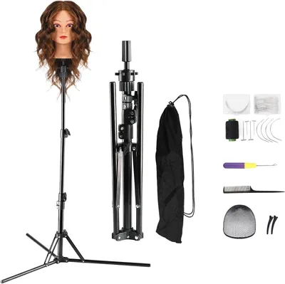 Image de Support pour perruque, 160 cm, support de tête réglable pour coiffure, en métal, pour la coiffure