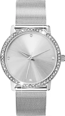 Produktbild von Damen Armbanduhr silber Zirkonia Edelstahl Milanaise Mesh Armband 86816