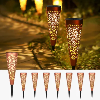 8 Solarlampen IP65, LED-Gartenleuchten, warmweiß, 15 Lumen