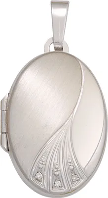 Produktbild von JOBO Medaillon 375 Gold Weißgold teilmattiert 3 Zirkonia
