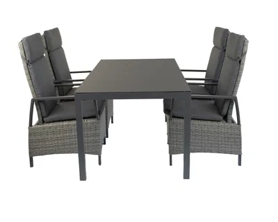 Produktbild von greemotion Gartenmöbel-Set Brisbane Lounge-Set mit Tisch und verstellbaren Sesseln Aluminium 5-teilig