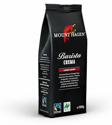 Produktbild von Mount Hagen & fair Barista Crema, ganze Bohne, 500g