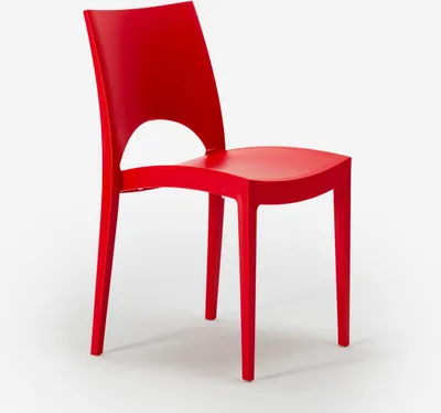 A red chair on a white background.
