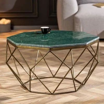 Produktbild von Exklusiver Couchtisch BIJOUX ca.70cm grün Marmor Metallgestell