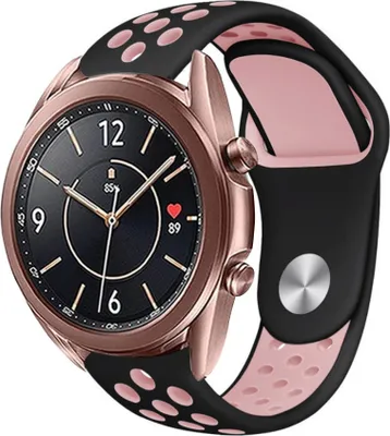 Produktbild von Strap-it Samsung Galaxy Watch 3 41mm Sportarmband (Schwarz/Rosa)