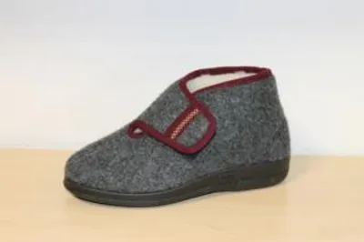 Produktbild von Intermax Damen Hausschuh Stiefel mit Verschuß, gefüttert Schurwolle, Filz anthra