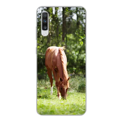 Produktbild von MuchoWow® Handyhülle Schutzhülle Hülle für Samsung Galaxy A70 Pferd - Blumen - Licht Silikon Softcase Handy Hülle - Schutzhaube
