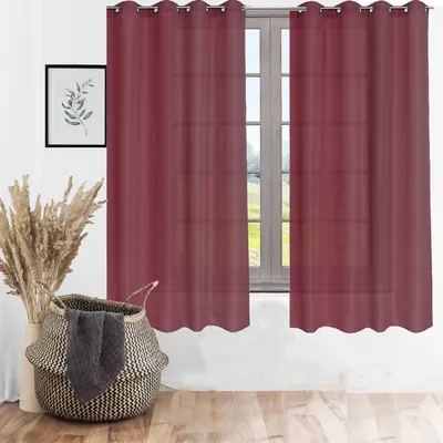 Produktbild von Ösenschal Blickdicht Ösenvorhang Ösengardine Gardine Gardinen Ösen Vorhang Vorhänge Bordeaux 2 Stück 140cm (B) x 175cm(L)