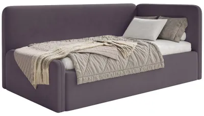 Obrázek produktu pro Selsey Fanko – dětská postel 90 x 200 cm s čelem vpravo, samet, fialová