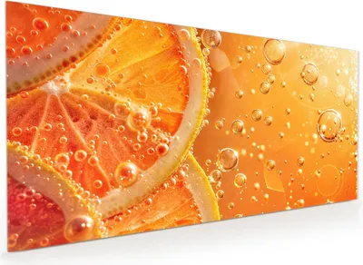 Produktbild von Küchenrückwand Spritzschutz Glas mit Motiv Spritzige Orange 40 x 40 cm