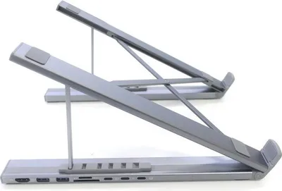Produktbild von INF Erweiterbare USB-C Dockingstation Laptopständer - Silber Aluminiumlegierung