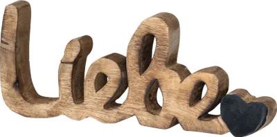 Produktbild von Schriftzug Liebe L26cm Mango Natur Schwarz Holz Buchstaben Tischdeko Deko Love