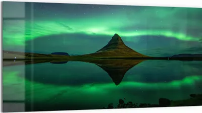 Produktbild von DEQORI Glasbild Echtglas 100x50 cm 'Magischer Lichttanz' Wandbild Bild modern Deko