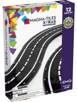 Obrázek produktu pro Magna-Tiles XTRAS: Roads 12-Piece Set, Úsek dráhy, 3 rok/roky, Černá