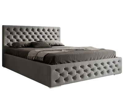 Produktbild von KLICKMOEBEL Polsterbett 200x200 in Grau HEKORA 2 Elegantes Chesterfield-Stil mit Bettkasten & Holzlattenrost