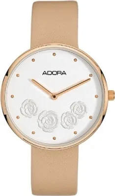 Produktbild von ADORA AT5439 Damen Damenuhr mit Rosen Edelstahl Leder beige