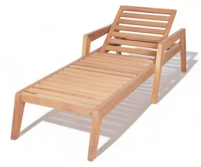 Produktbild von Stilvoller Liegestuhl Holzliegestuhl Relaxliegestuhl Chaiselongue