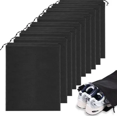 Imagen del producto de Bolsas para zapatos Unyqoos® – Juego de 10 unidades, bolsas de tela resistentes al agua y al polvo con cordón, organizador de viaje de 35 x 45 cm, color , talla A