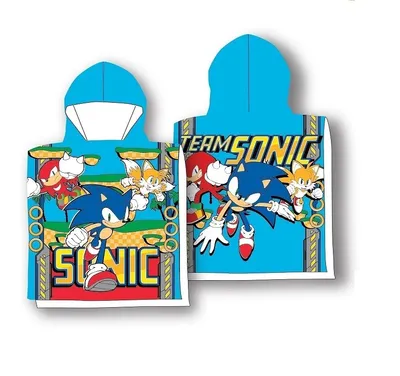 Immagine prodotto di Poncho telo mare con cappuccio per bambini 55x110cm Sonic
