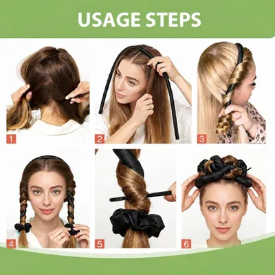Produktbild von Hitzefreies Lockenband, kleines Lockenstab-Stirnband für Locken über Nacht, geeignet für Frauen und Mädchen mit langem oder kurzem Haar, Schwarz