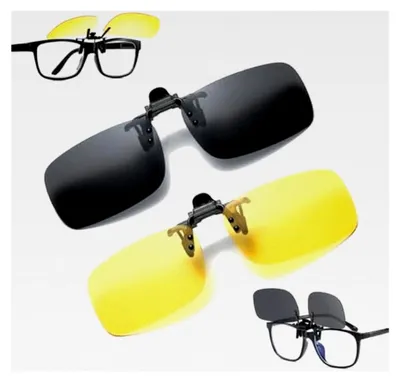 Produktbild von 2 Stück Polarisierte Clip-on Nachtfahrbrille, 1 Tages- und 1 Nachtsichtbrille, Blendfreie Nachtbrille für Autofahrten, geeignet für Myopie, Fahren, Angeln, für Männer und Frauen
