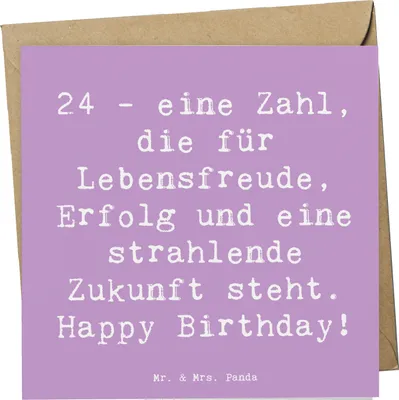 Produktbild von Mr. & Mrs. Panda Glückwunschkarte Spruch 24. Geburtstag - Lavendeltraum - Geschenk, Freundschaft, faltkarte, liebevoll gestaltet, doppelkarte, Happy Birthday, Grußkarte