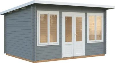 Produktbild von Gartenhaus Palmako Lisa 11,5 m² inkl. Fußboden 440 x 366 cm hellgrau-weiß