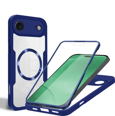 Produktbild von Für Apple iPhone 17 Air MagSafe Ring Full Body 360 Grad Acryl TPU Hülle Blau